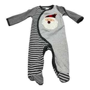 Mud Pie 3-6 month gender neutral striped Christmas Santa one piece sleeper baby